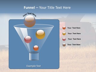 A Big Red Truck Is Driving Through A Field PowerPoint Template