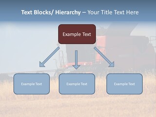 A Big Red Truck Is Driving Through A Field PowerPoint Template
