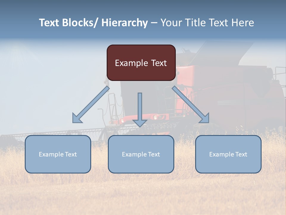 A Big Red Truck Is Driving Through A Field PowerPoint Template