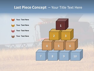 A Big Red Truck Is Driving Through A Field PowerPoint Template