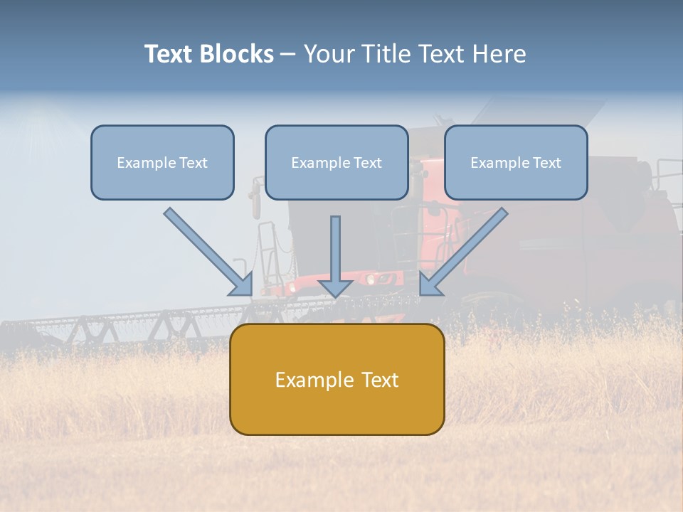 A Big Red Truck Is Driving Through A Field PowerPoint Template