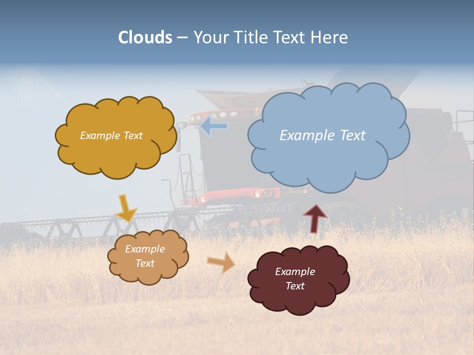 A Big Red Truck Is Driving Through A Field PowerPoint Template