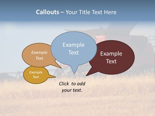 A Big Red Truck Is Driving Through A Field PowerPoint Template