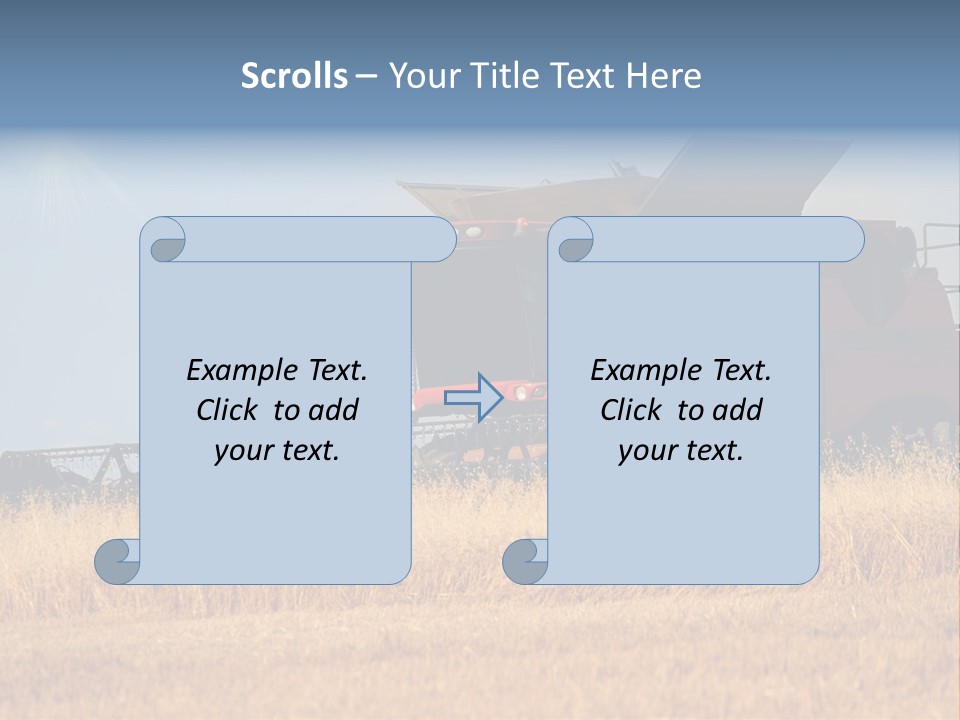 A Big Red Truck Is Driving Through A Field PowerPoint Template