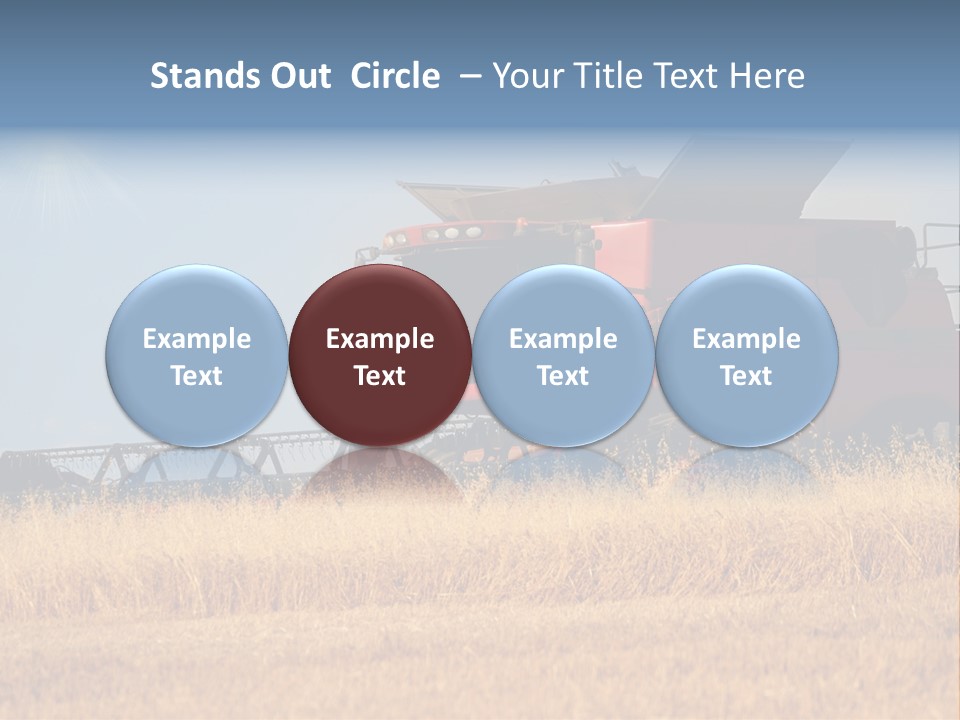 A Big Red Truck Is Driving Through A Field PowerPoint Template