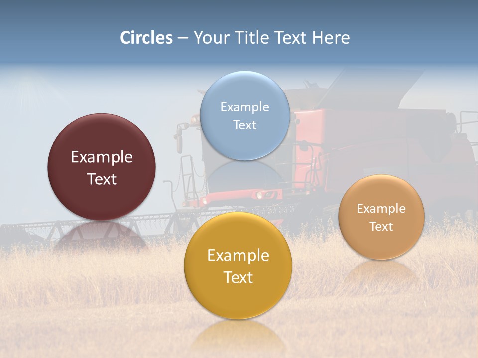 A Big Red Truck Is Driving Through A Field PowerPoint Template