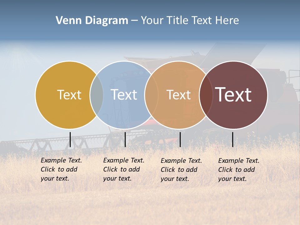 A Big Red Truck Is Driving Through A Field PowerPoint Template
