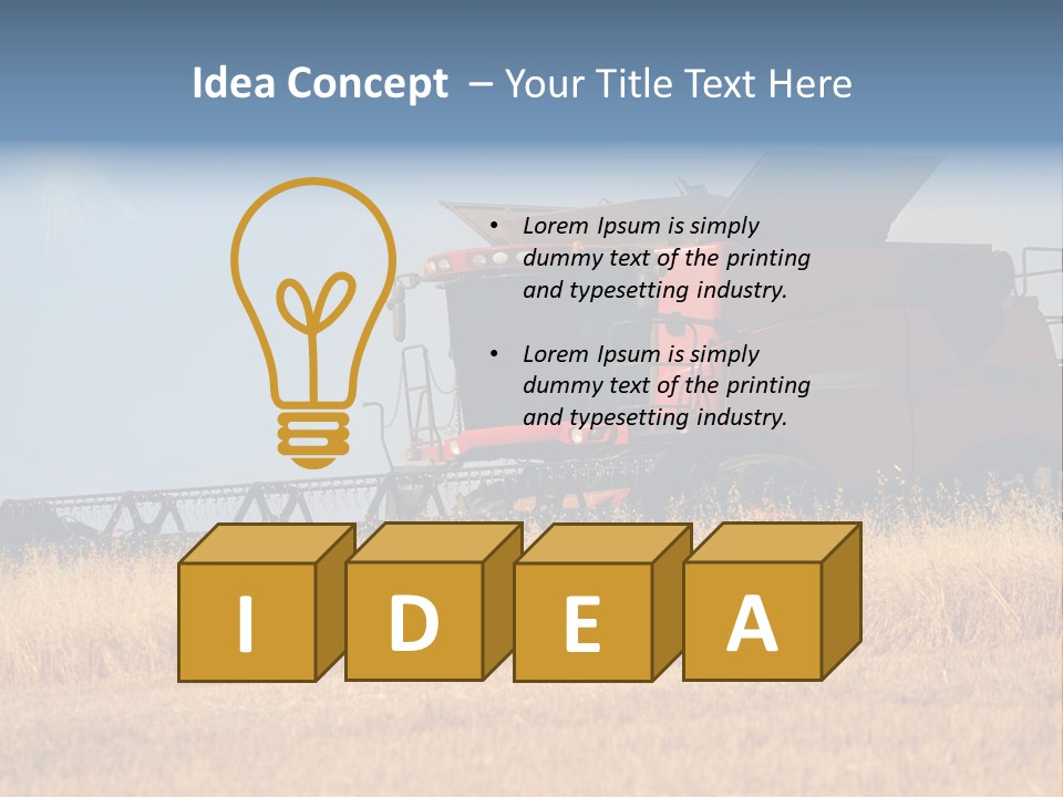 A Big Red Truck Is Driving Through A Field PowerPoint Template