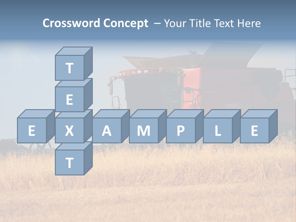 A Big Red Truck Is Driving Through A Field PowerPoint Template
