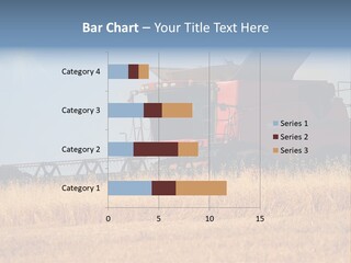 A Big Red Truck Is Driving Through A Field PowerPoint Template