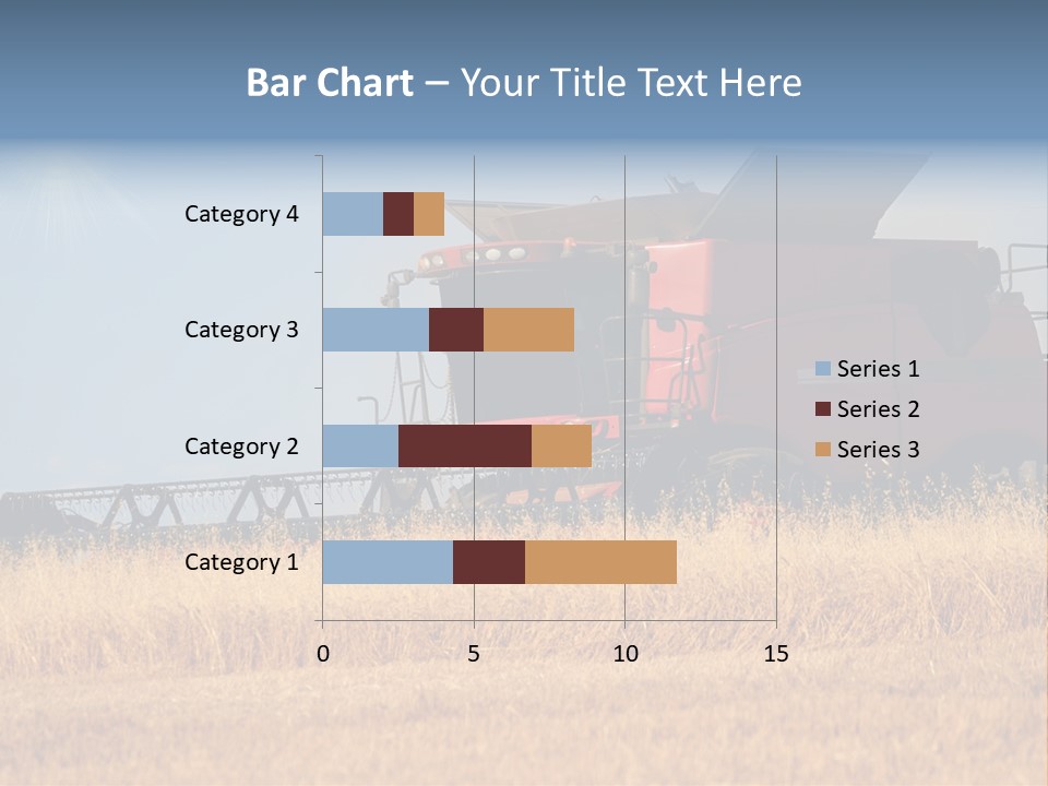A Big Red Truck Is Driving Through A Field PowerPoint Template