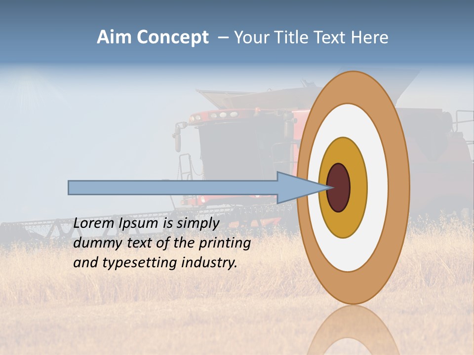 A Big Red Truck Is Driving Through A Field PowerPoint Template
