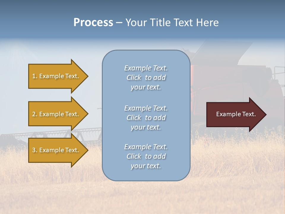 A Big Red Truck Is Driving Through A Field PowerPoint Template