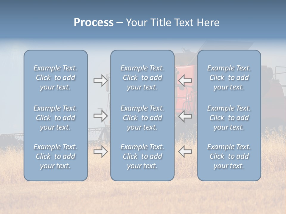 A Big Red Truck Is Driving Through A Field PowerPoint Template