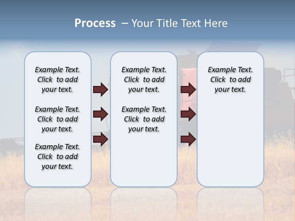 A Big Red Truck Is Driving Through A Field PowerPoint Template