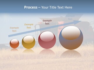 A Big Red Truck Is Driving Through A Field PowerPoint Template