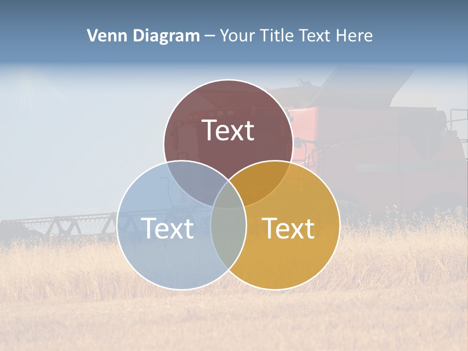 A Big Red Truck Is Driving Through A Field PowerPoint Template