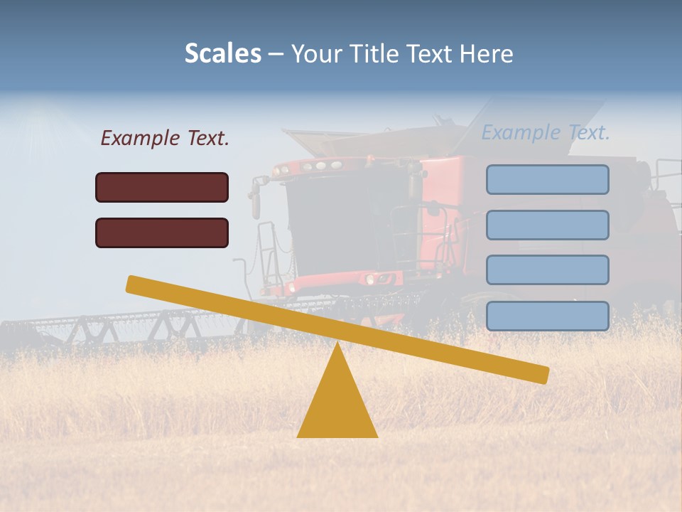 A Big Red Truck Is Driving Through A Field PowerPoint Template