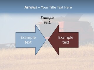A Big Red Truck Is Driving Through A Field PowerPoint Template