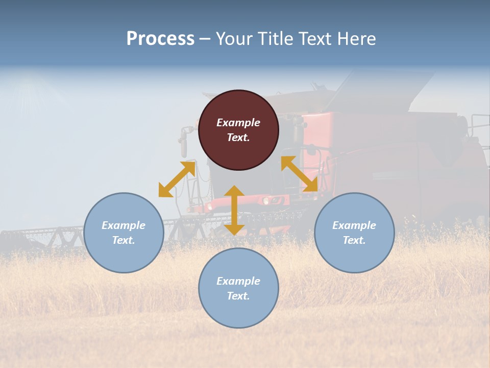 A Big Red Truck Is Driving Through A Field PowerPoint Template