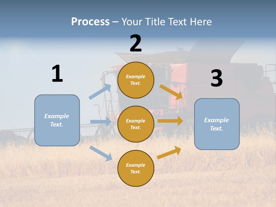 A Big Red Truck Is Driving Through A Field PowerPoint Template
