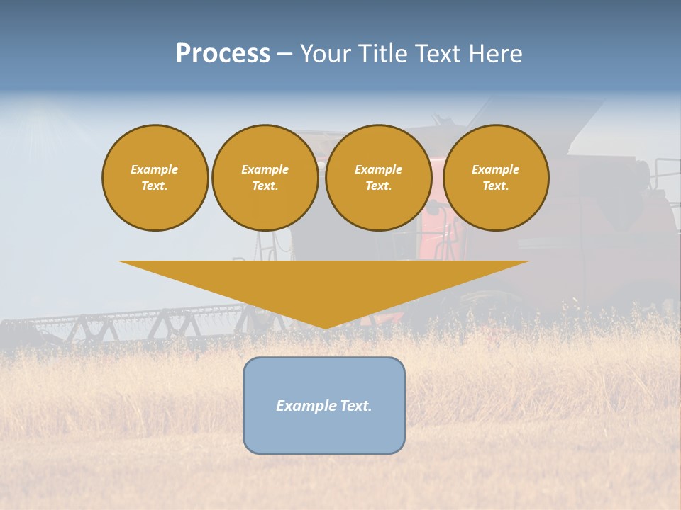 A Big Red Truck Is Driving Through A Field PowerPoint Template