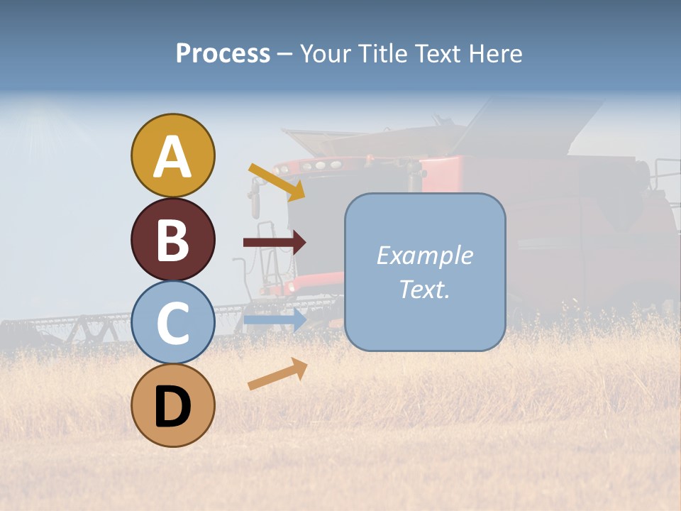 A Big Red Truck Is Driving Through A Field PowerPoint Template