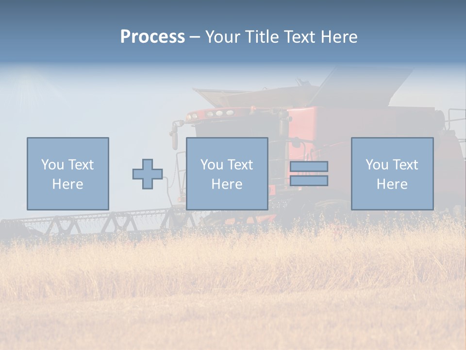 A Big Red Truck Is Driving Through A Field PowerPoint Template