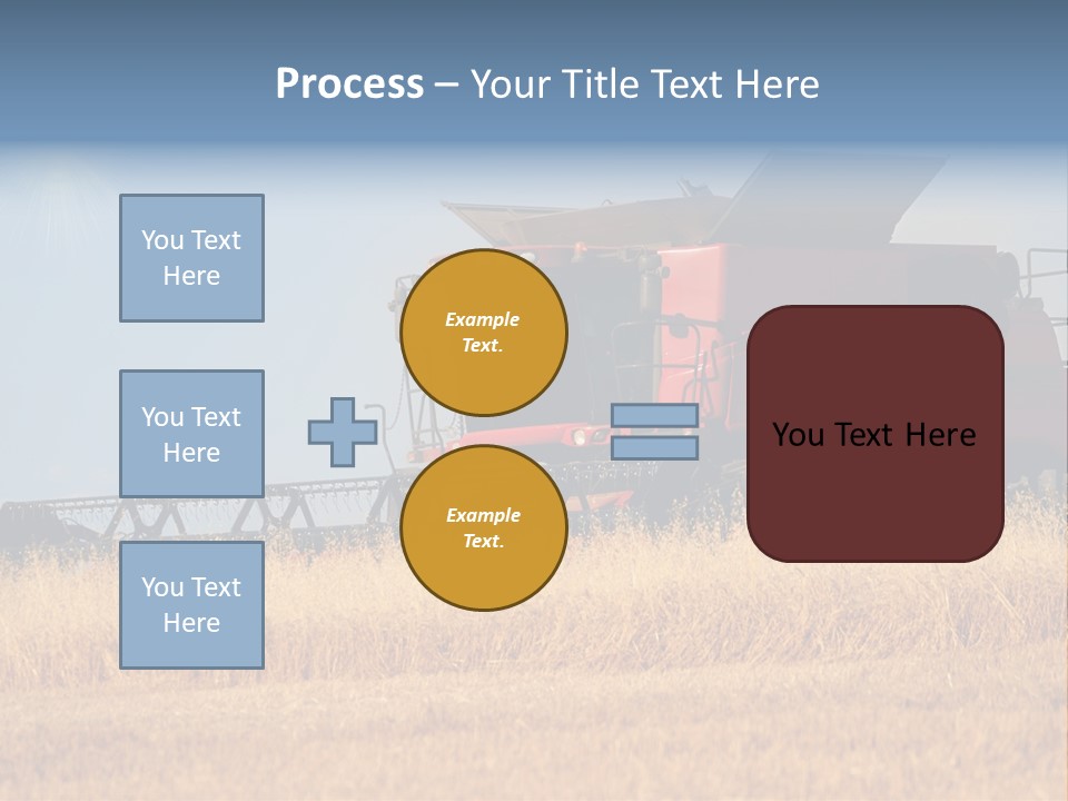 A Big Red Truck Is Driving Through A Field PowerPoint Template
