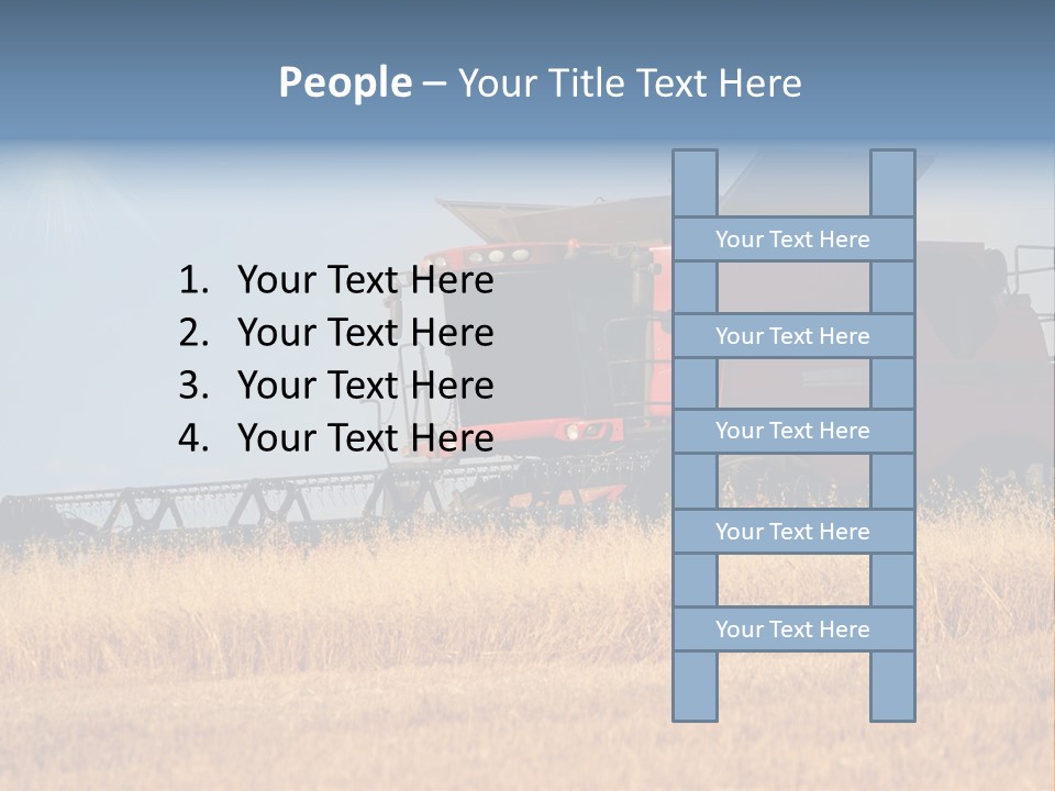 A Big Red Truck Is Driving Through A Field PowerPoint Template