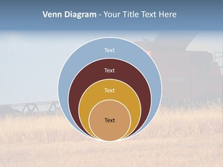 A Big Red Truck Is Driving Through A Field PowerPoint Template