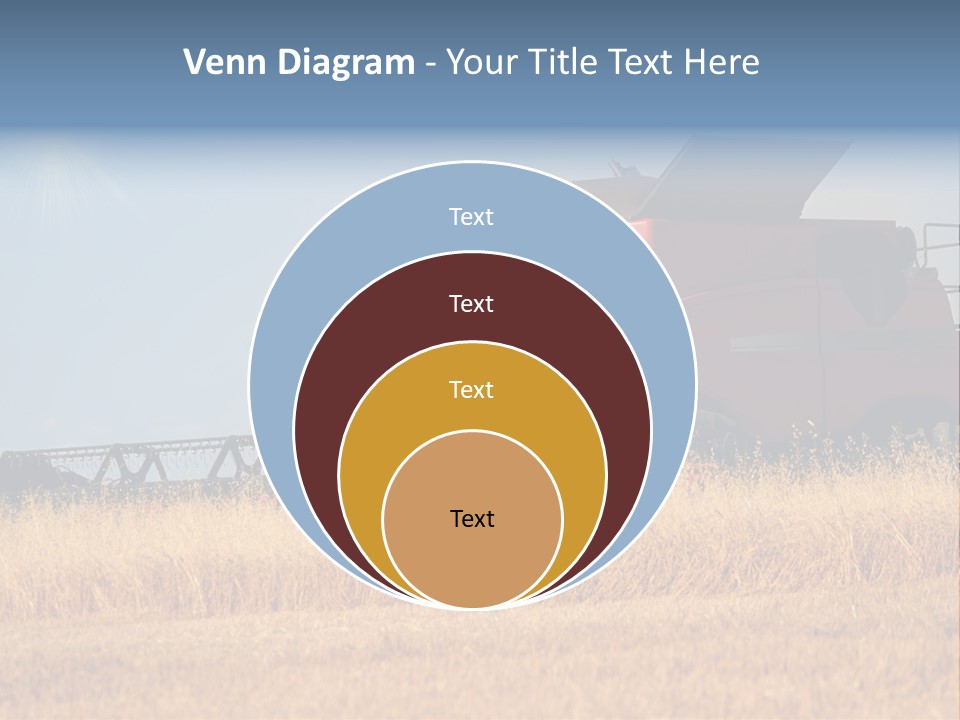 A Big Red Truck Is Driving Through A Field PowerPoint Template