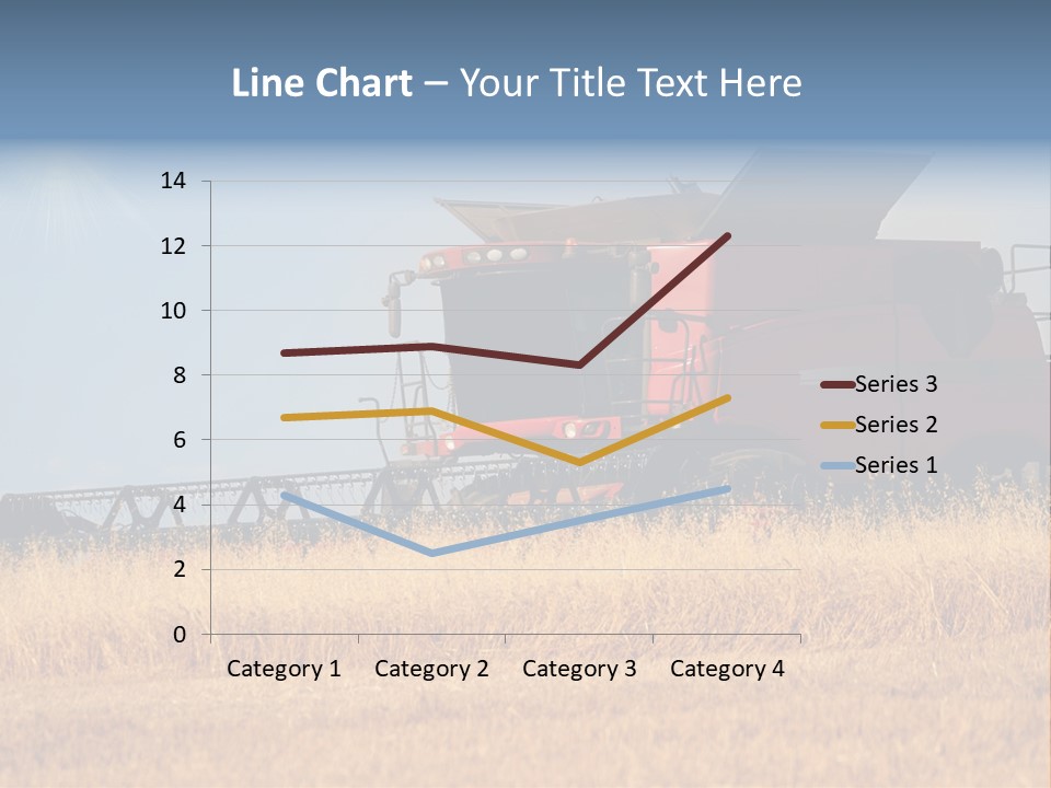 A Big Red Truck Is Driving Through A Field PowerPoint Template