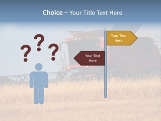 A Big Red Truck Is Driving Through A Field PowerPoint Template