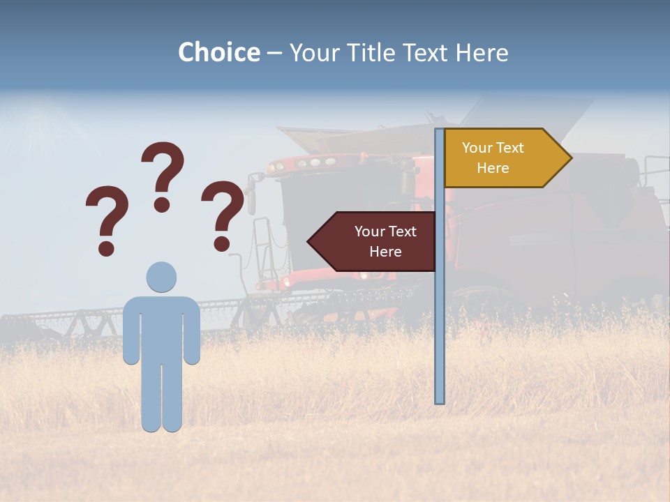 A Big Red Truck Is Driving Through A Field PowerPoint Template