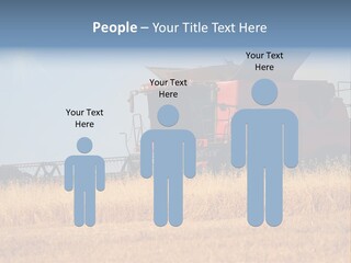 A Big Red Truck Is Driving Through A Field PowerPoint Template