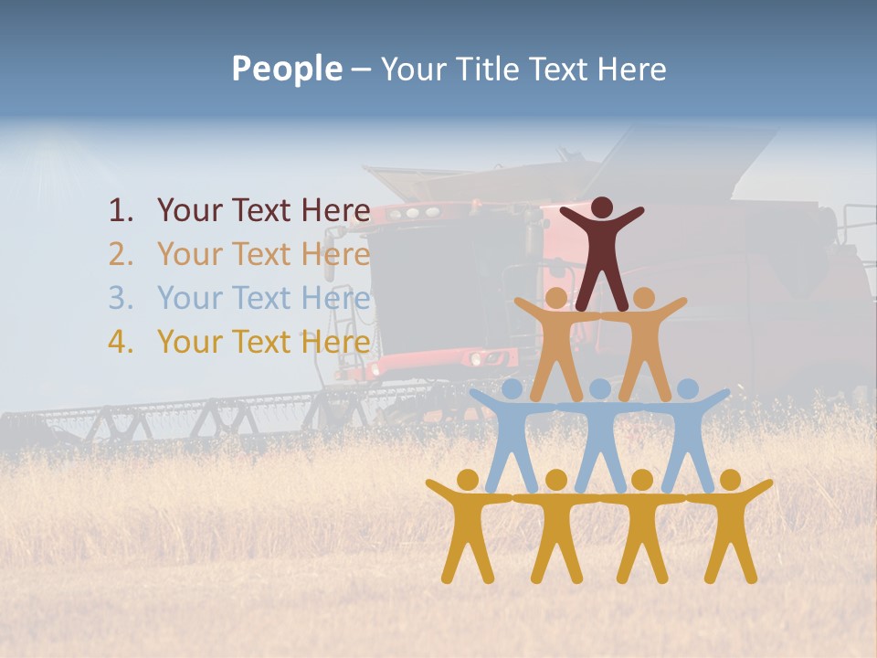 A Big Red Truck Is Driving Through A Field PowerPoint Template
