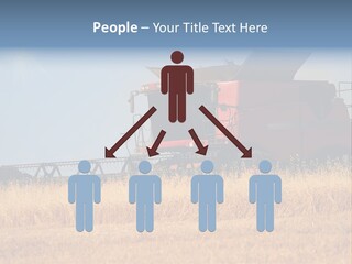A Big Red Truck Is Driving Through A Field PowerPoint Template