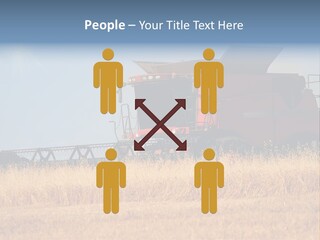 A Big Red Truck Is Driving Through A Field PowerPoint Template