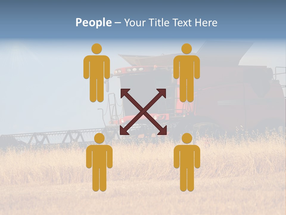 A Big Red Truck Is Driving Through A Field PowerPoint Template