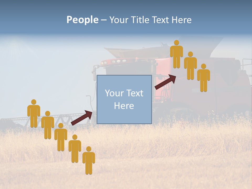 A Big Red Truck Is Driving Through A Field PowerPoint Template