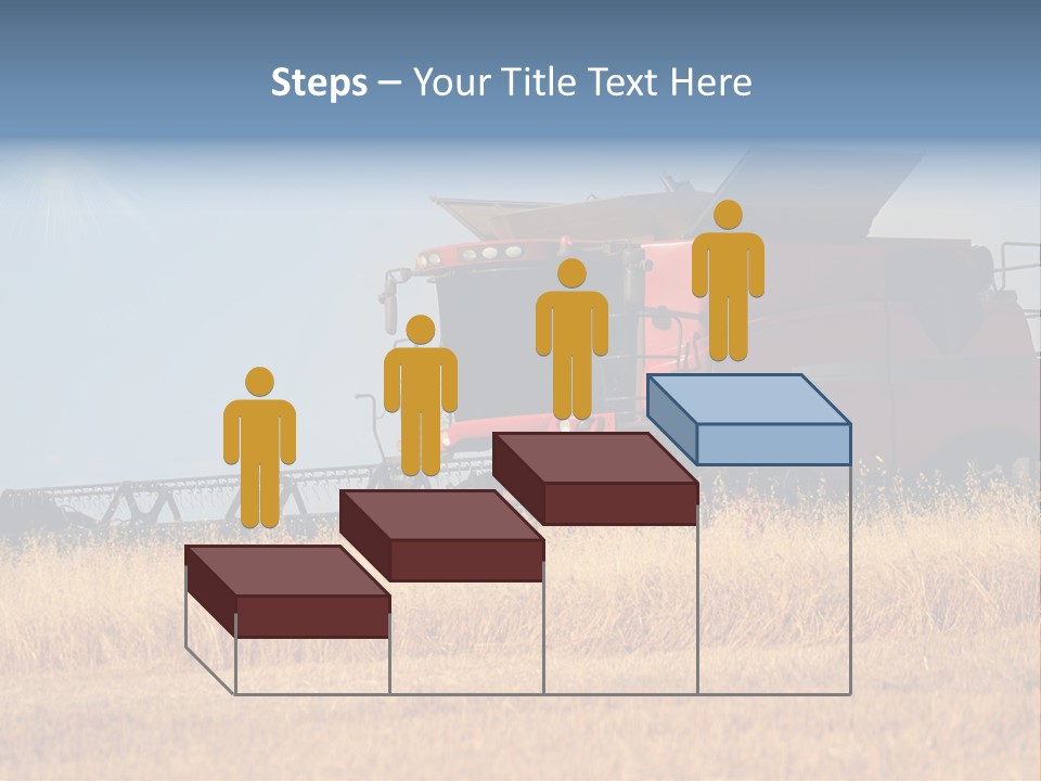 A Big Red Truck Is Driving Through A Field PowerPoint Template