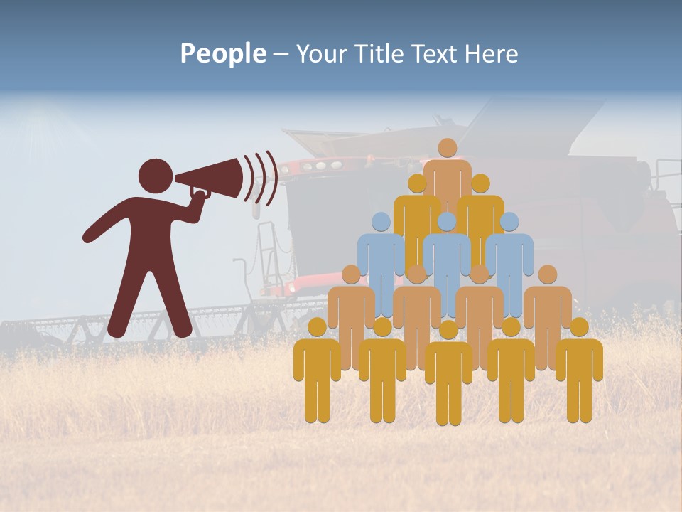 A Big Red Truck Is Driving Through A Field PowerPoint Template