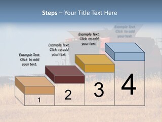 A Big Red Truck Is Driving Through A Field PowerPoint Template