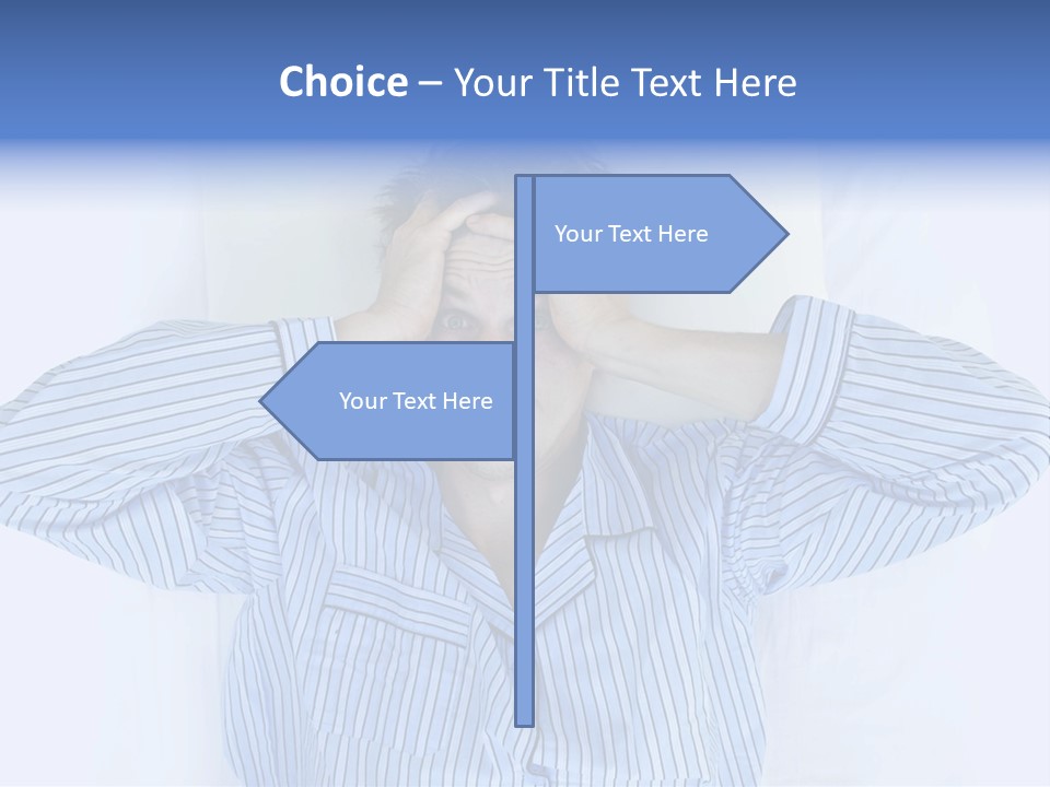 A Man Covering His Eyes While Laying In Bed PowerPoint Template