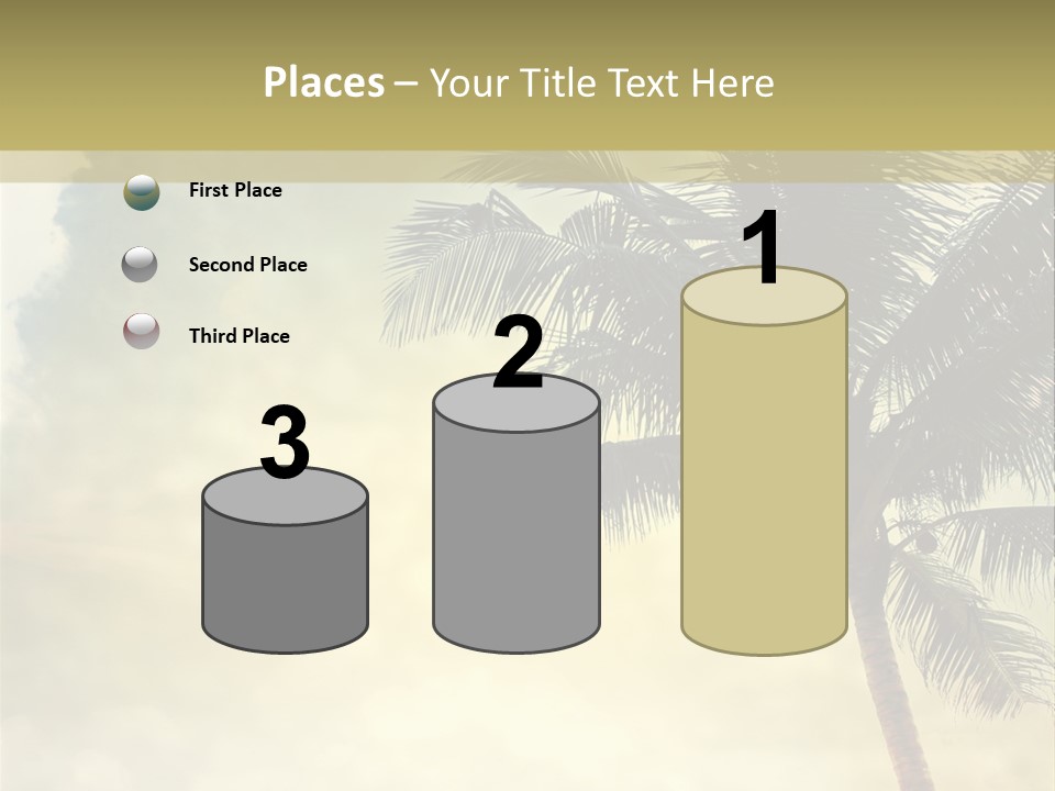 A Palm Tree On A Sandy Beach With The Ocean In The Background PowerPoint Template