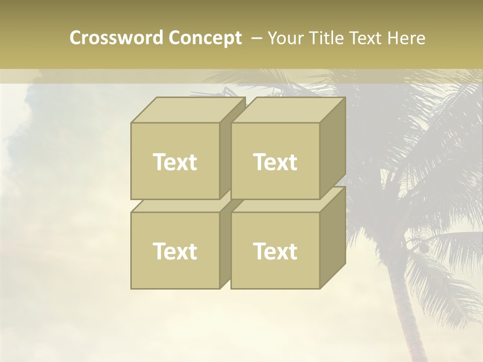 A Palm Tree On A Sandy Beach With The Ocean In The Background PowerPoint Template