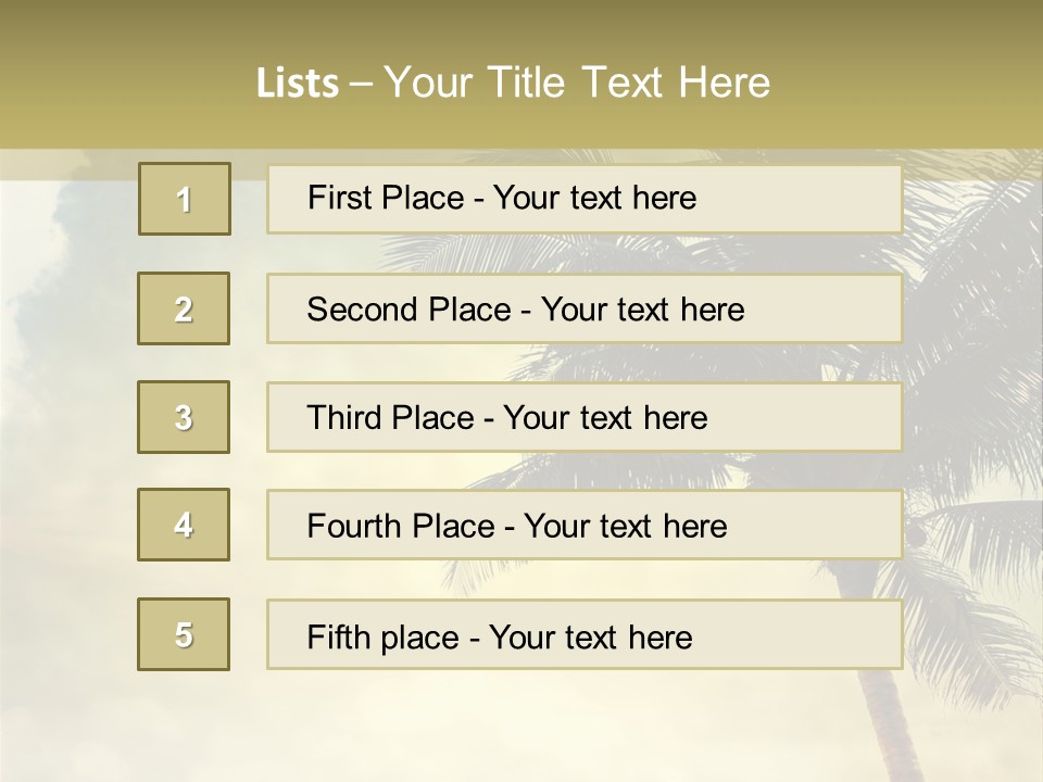 A Palm Tree On A Sandy Beach With The Ocean In The Background PowerPoint Template