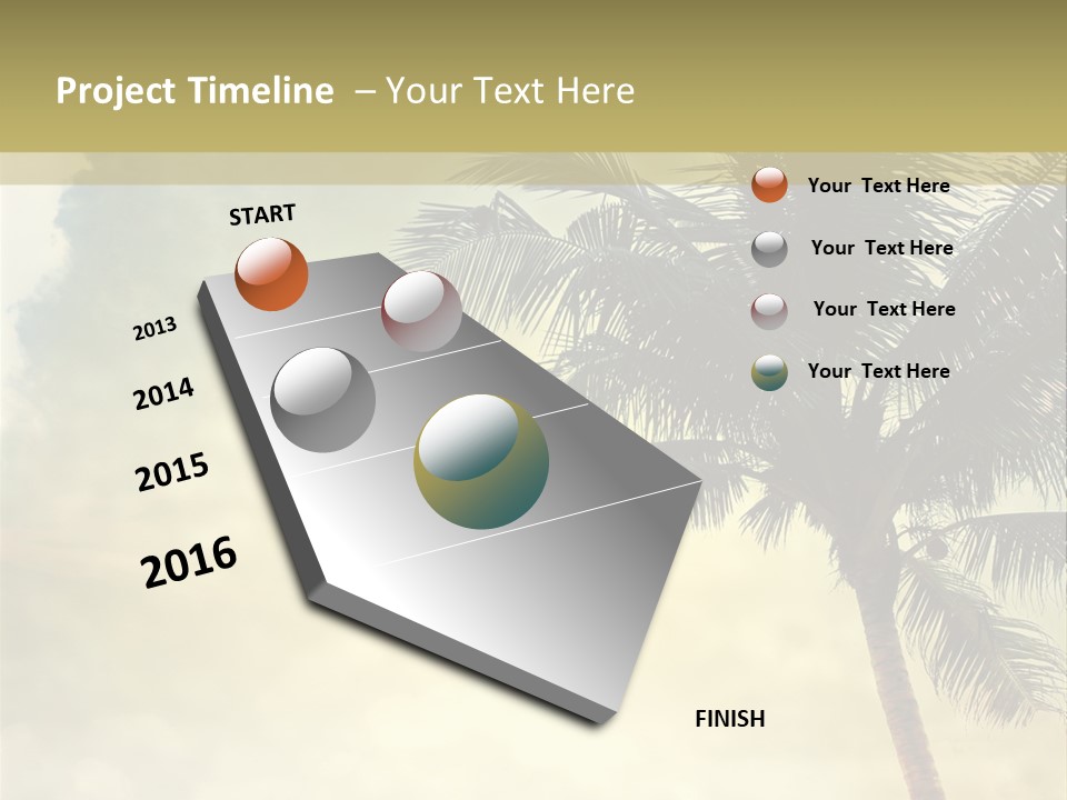 A Palm Tree On A Sandy Beach With The Ocean In The Background PowerPoint Template