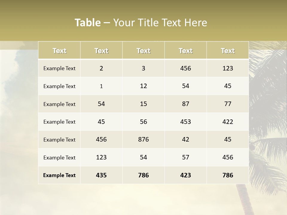 A Palm Tree On A Sandy Beach With The Ocean In The Background PowerPoint Template